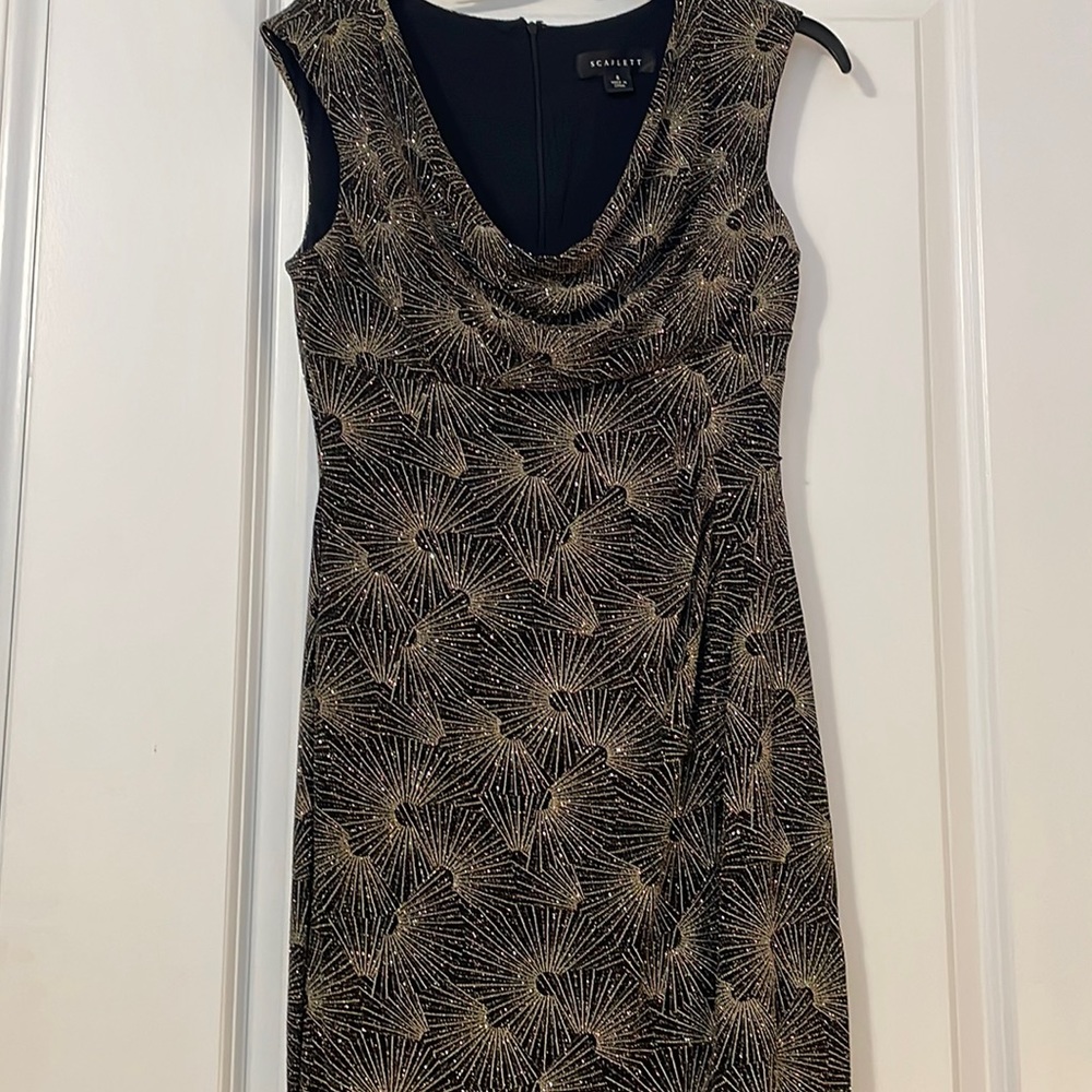 Scarlett by JCPennys Black and Gold Midi Dress.